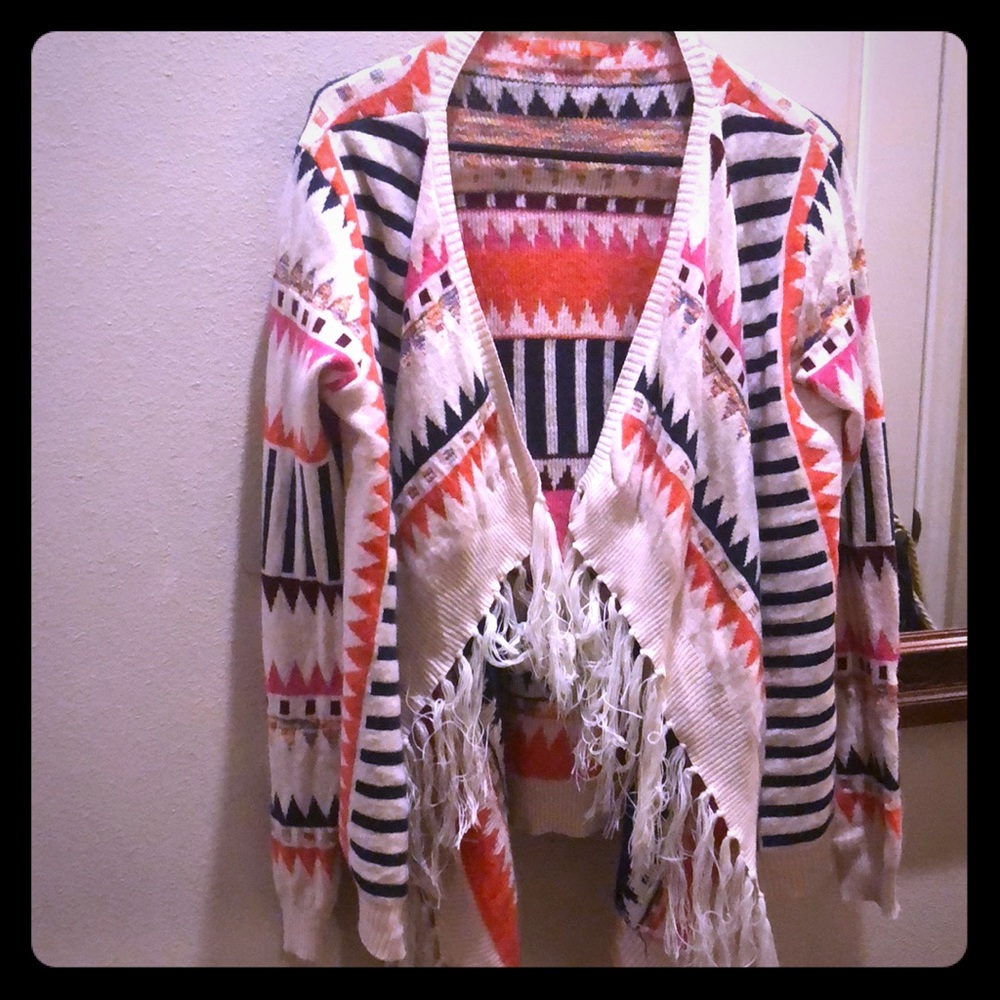 Aztec fringe sweater